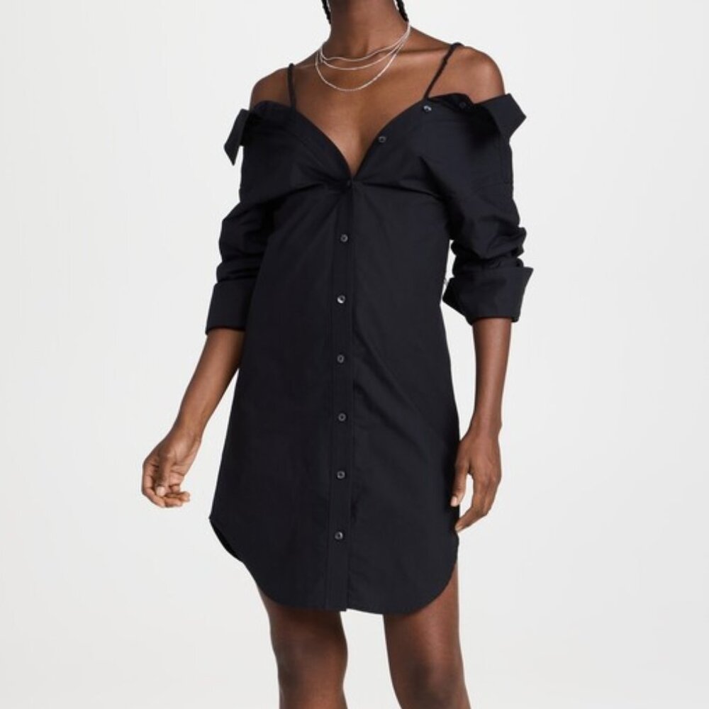 Alexander Wang Off Shoulder Shirt Dress with Scrunchie Straps SZ 4